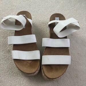 Steve Madden White and Brown Sandals with Ankle Strap